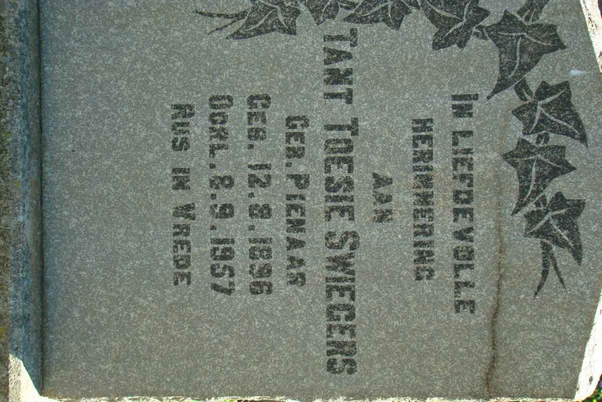 SWIEGERS Toesie nee PIENAAR 1896-1957