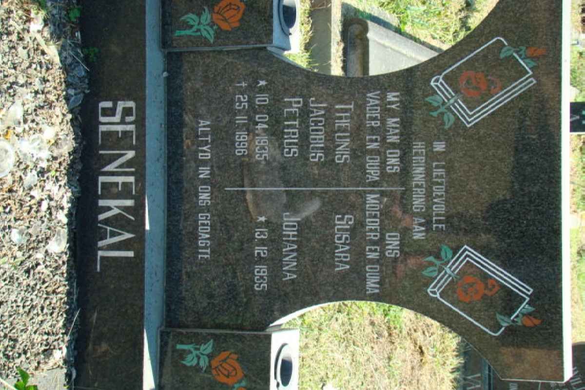 SENEKAL Theunis Jacobus Petrus 1935-1996 &amp; Susara Johanna 1935-