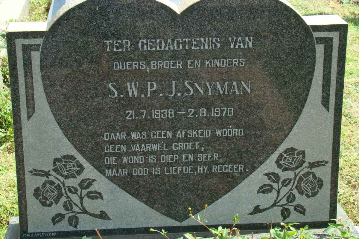 SNYMAN S.W.P.J. 1938-1970
