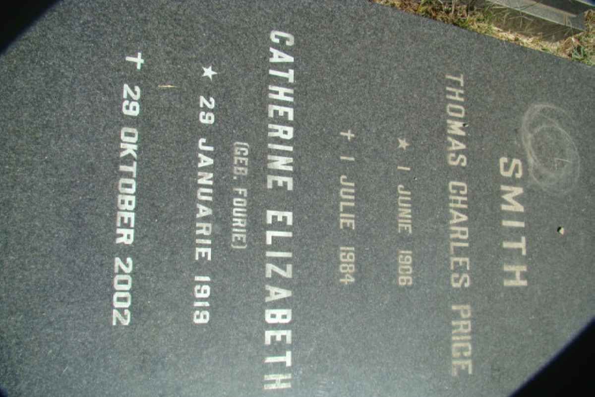 SMITH Thomas Charles Price 1906-1984 &amp; Catherine Elizabeth FOURIE 1919-2002