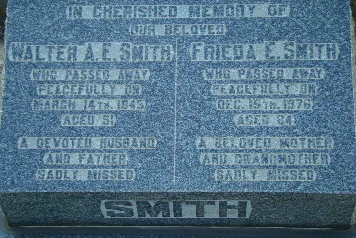 SMITH Walter A.E. -1945 &amp; Frieda E. -1976