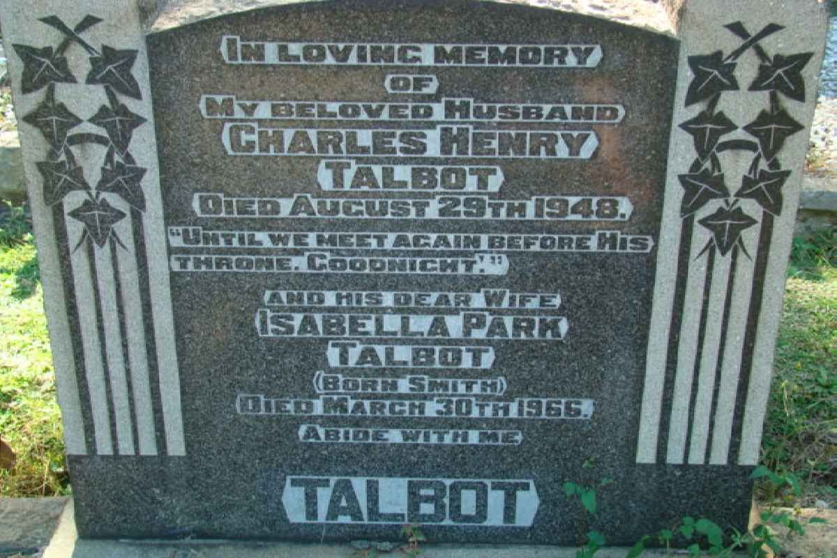 TALBOT Charles Henry -1948 &amp; Isabella Park SMITH -1966