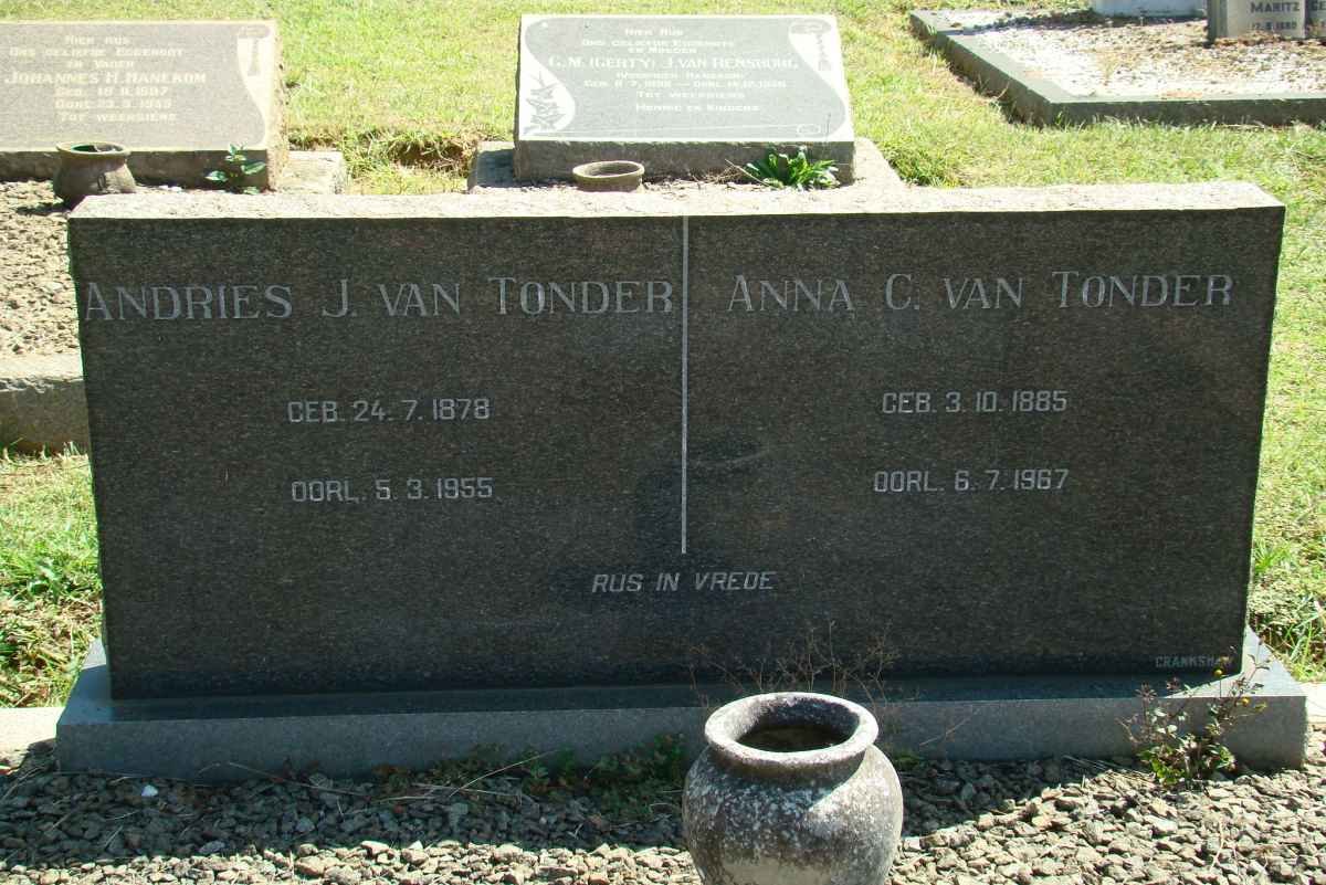 TONDER Andries J., van 1878-1955 &amp; Anna C. 1885-1967