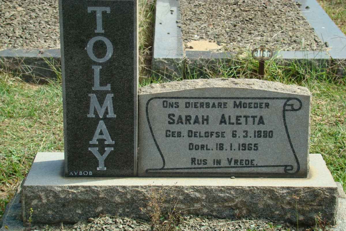 TOLMAY Sarah Aletta nee OELOFSE 1890-1965