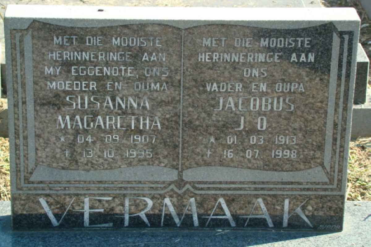 VERMAAK Jacobus J.O. 1913-1998 &amp; Susanna Magaretha 1907-1995