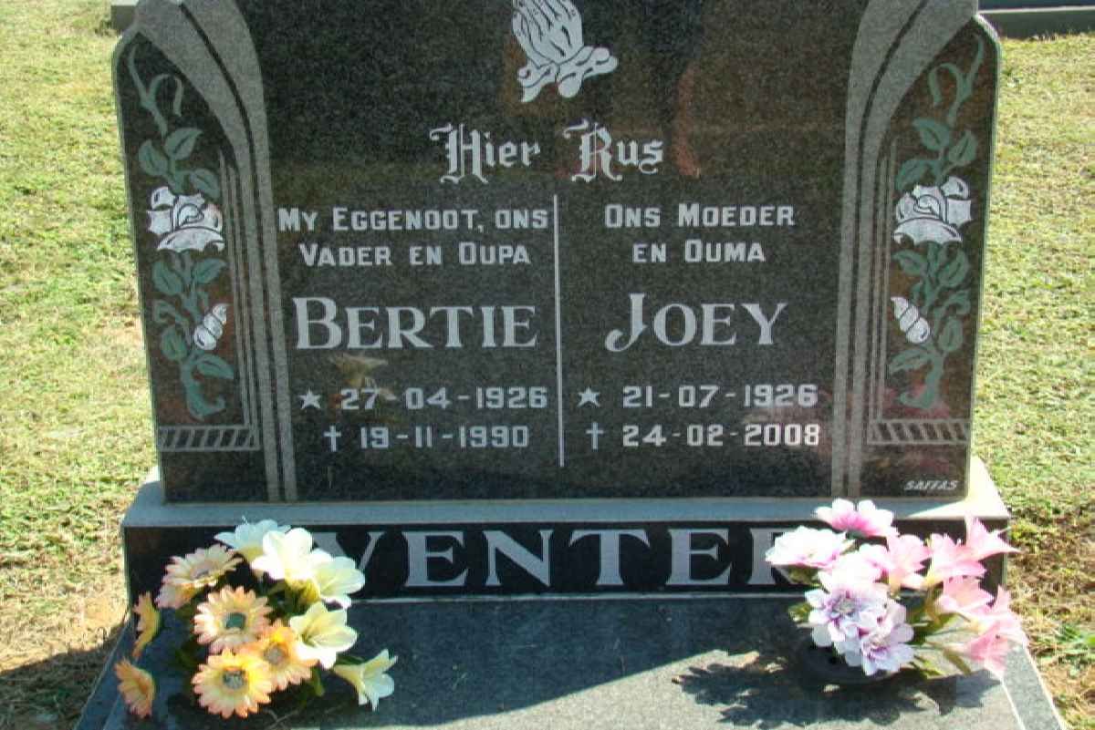 VENTER Bertie 1926-1990 &amp; Joey 1926-2008