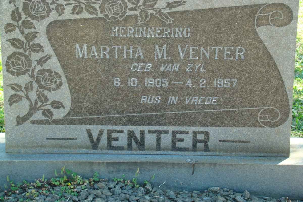 VENTER Martha M. nee VAN ZYL 1905-1957