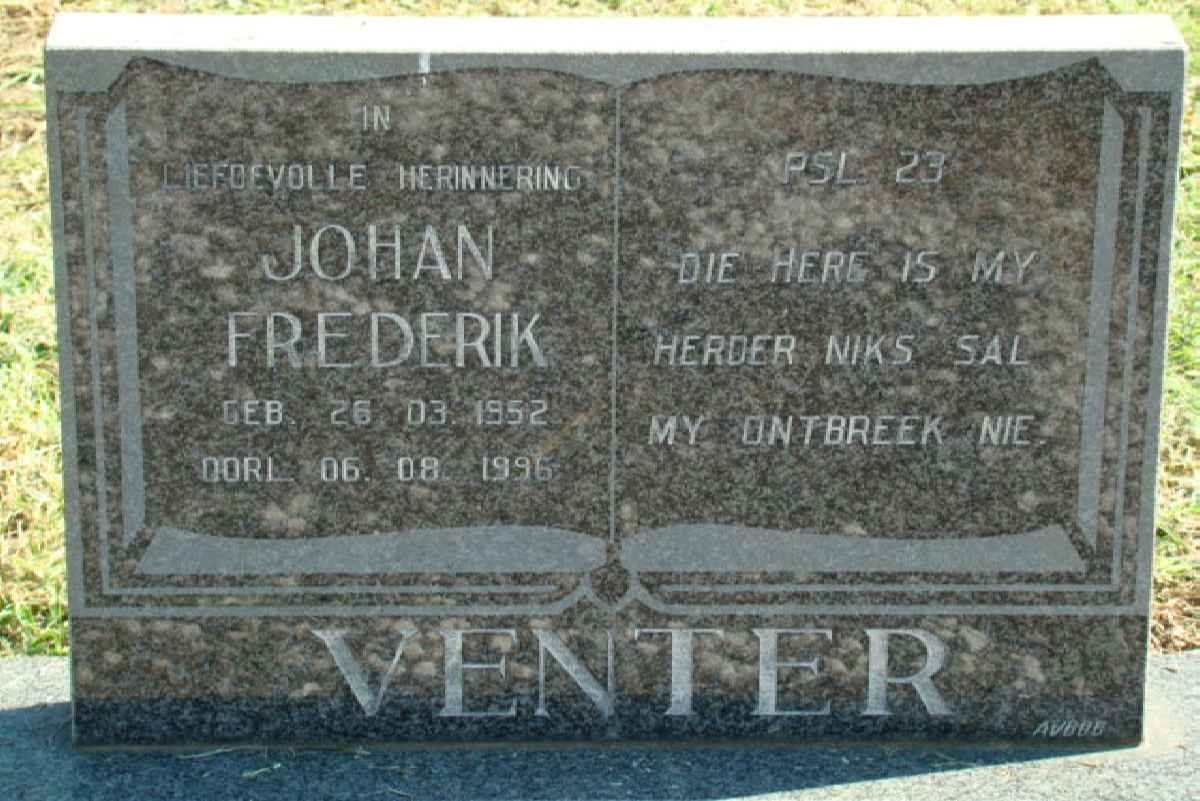 VENTER Johan Frederik 1952-1996