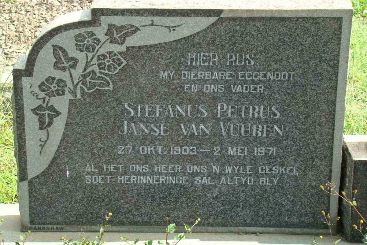 VUUREN Stefanus Petrus, Janse van 1903-1971