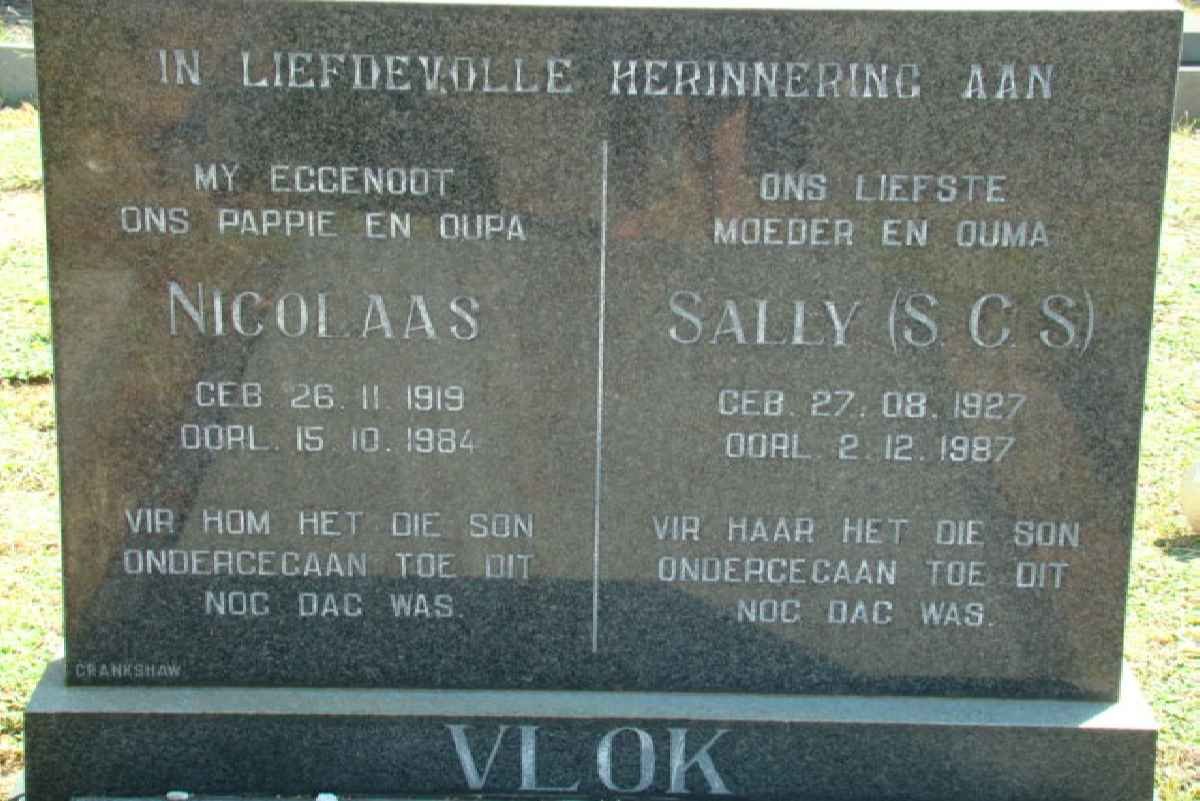 VLOK Nicolaas 1919-1984 &amp; S.C.S. 1927-1987