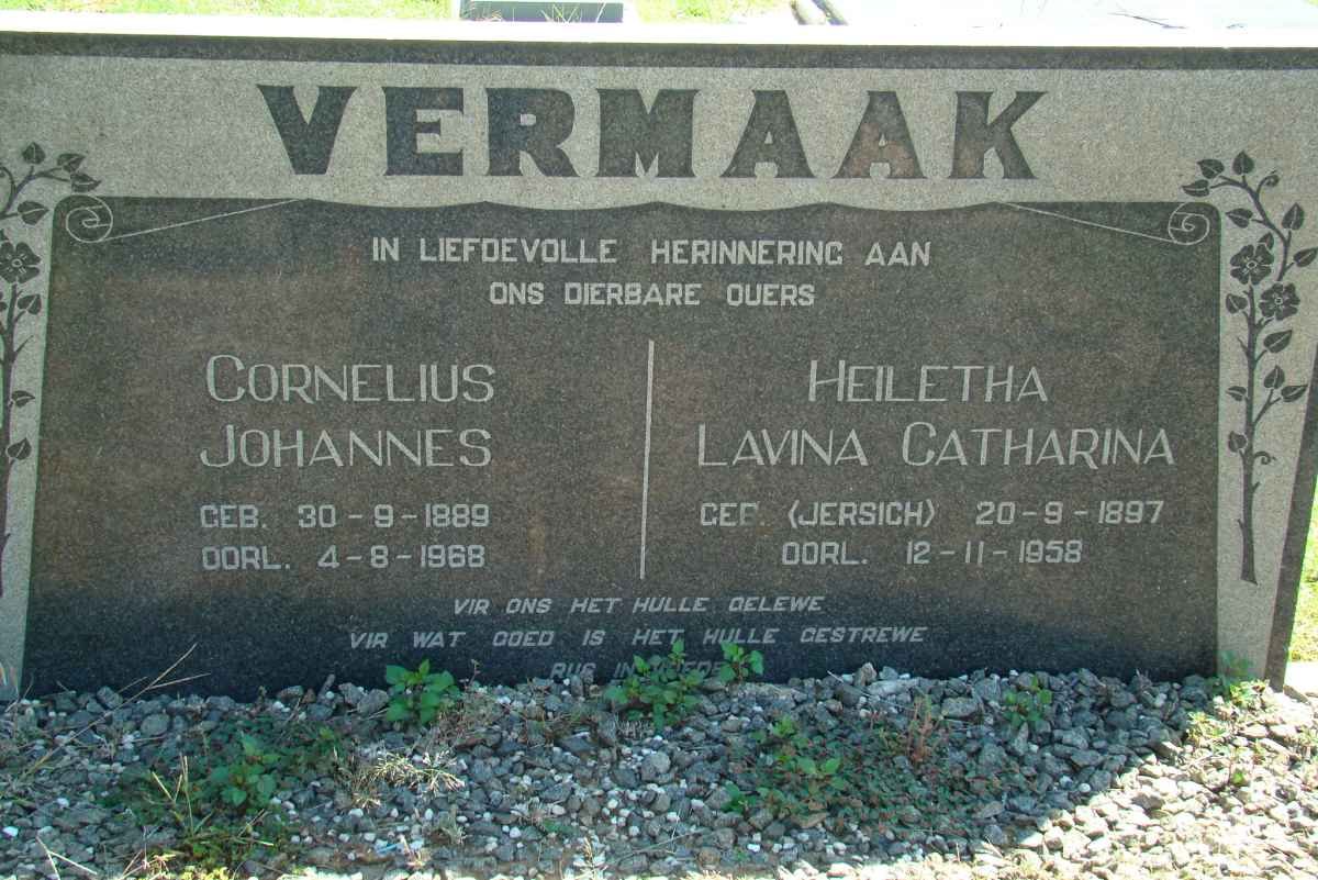 VERMAAK Cornelius Johannes 1889-1968 &amp; Heiletha Lavina Catharina JERSICH 1897-1958