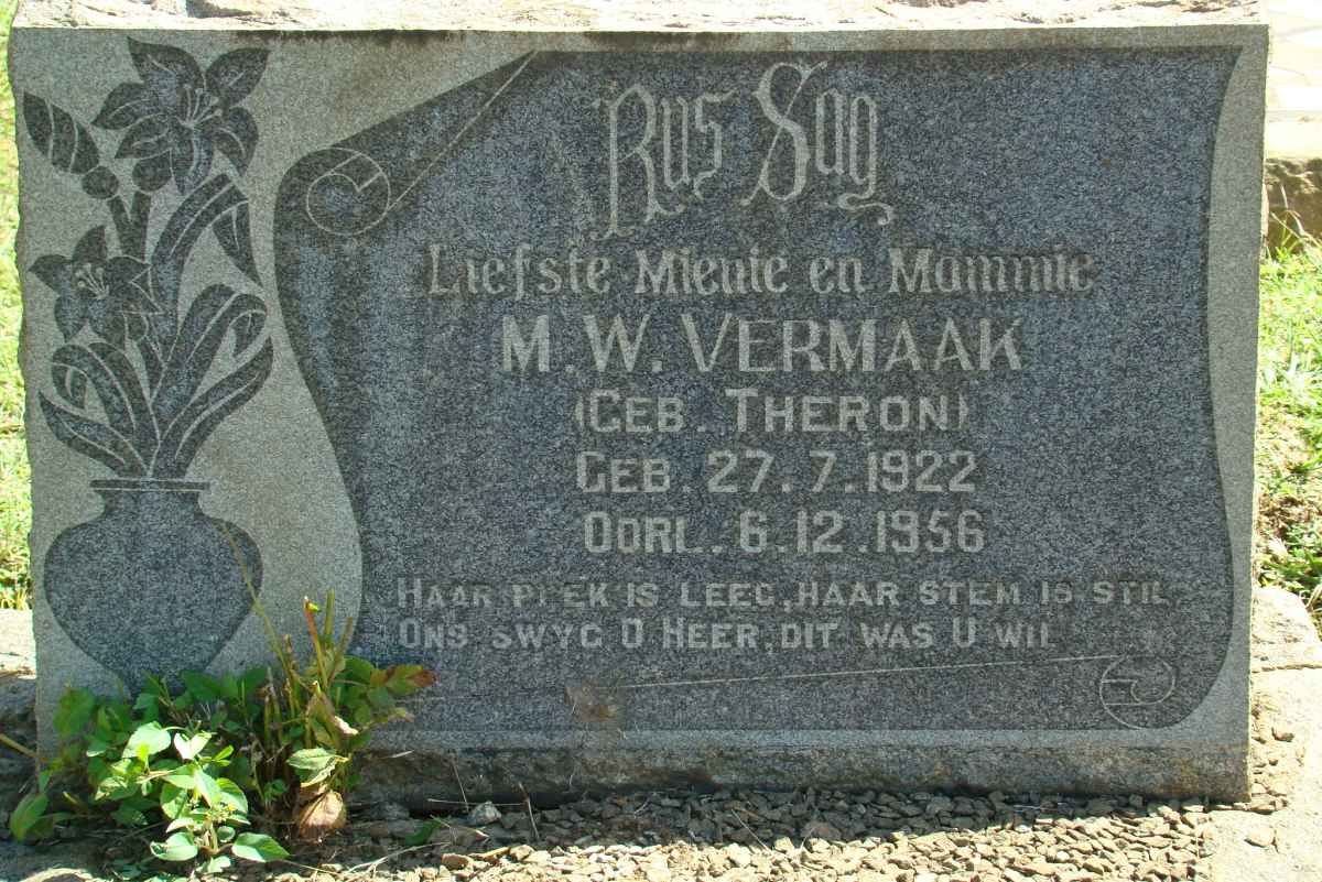 VERMAAK M.W. nee THERON 1922-1956