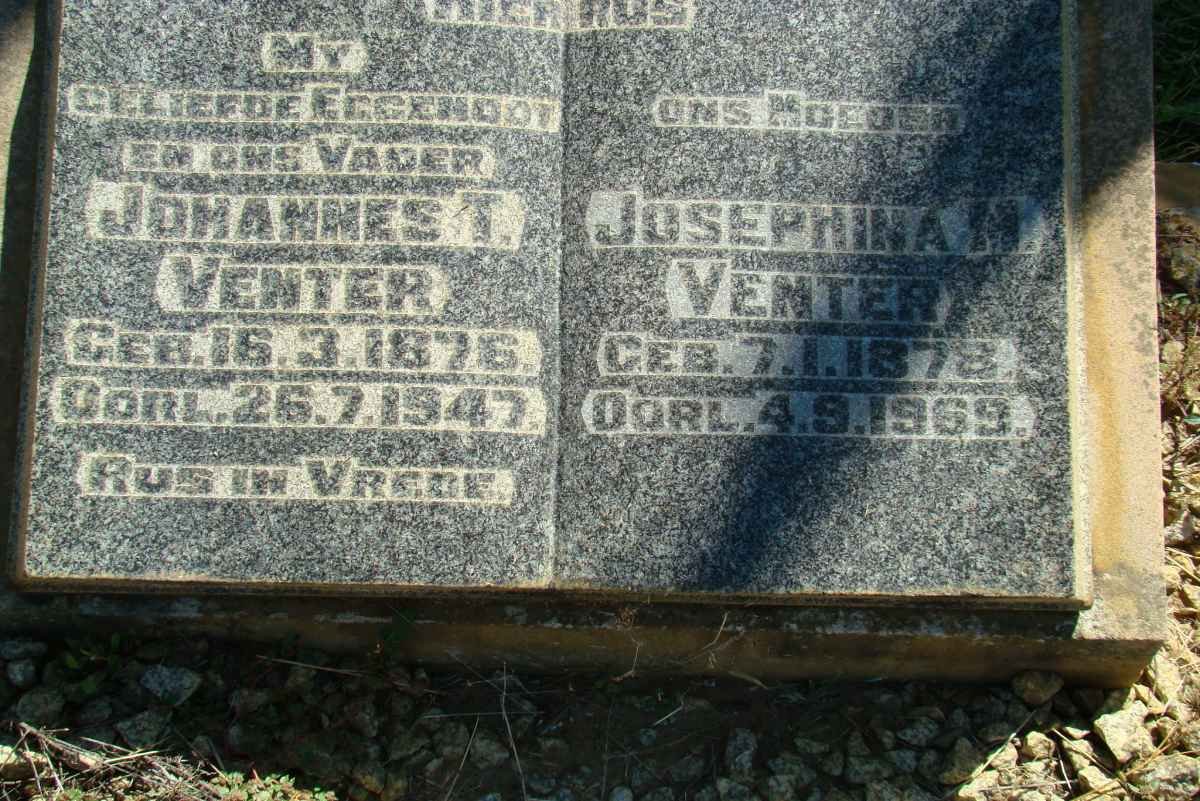 VENTER Johannes T. 1876-1947 &amp; Josephina M. 1878-1969