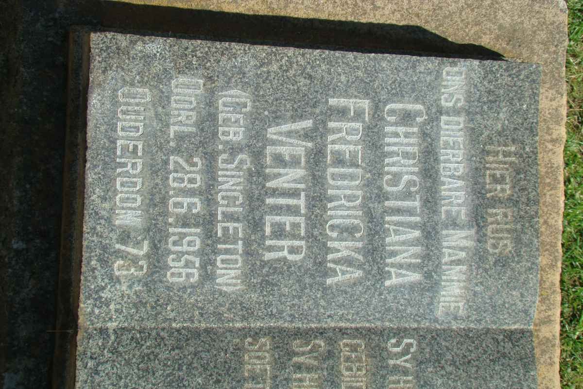 VENTER Christiana Fredricka nee SINGLETON -1956