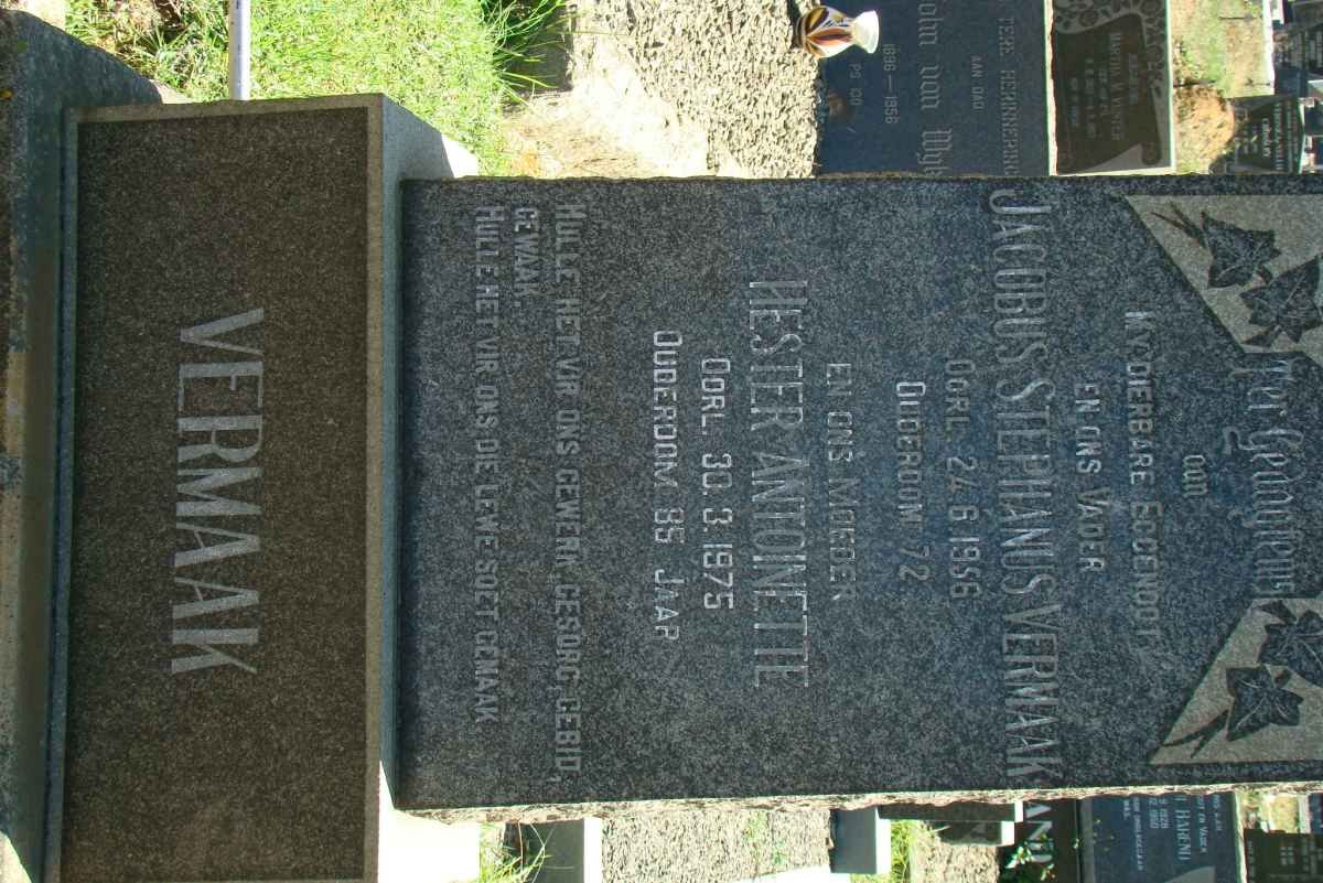 VERMAAK Jacobus Stephanus -1956 &amp; Hester Antoinette -1975
