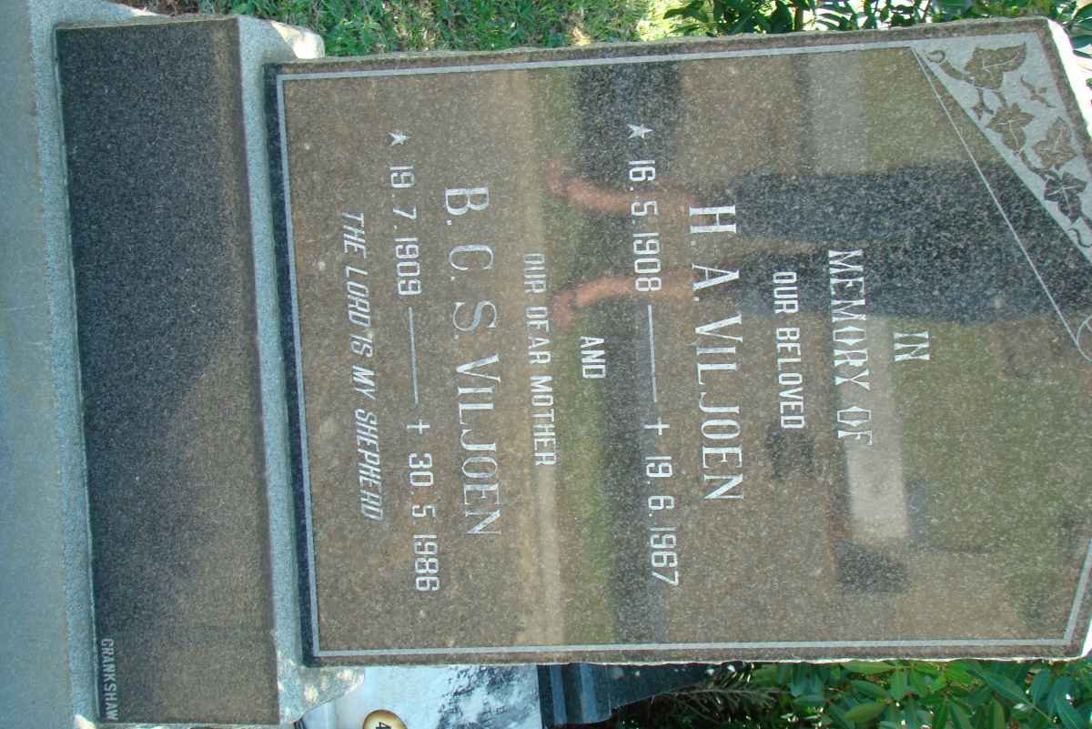 VILJOEN H.A. 1908-1967 &amp; B.C.S. 1909-1986