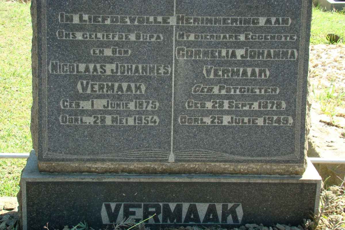 VERMAAK Nicolaas Johannes 1875-1954 &amp; Cornelia Johanna POTGIETER 1878-1949