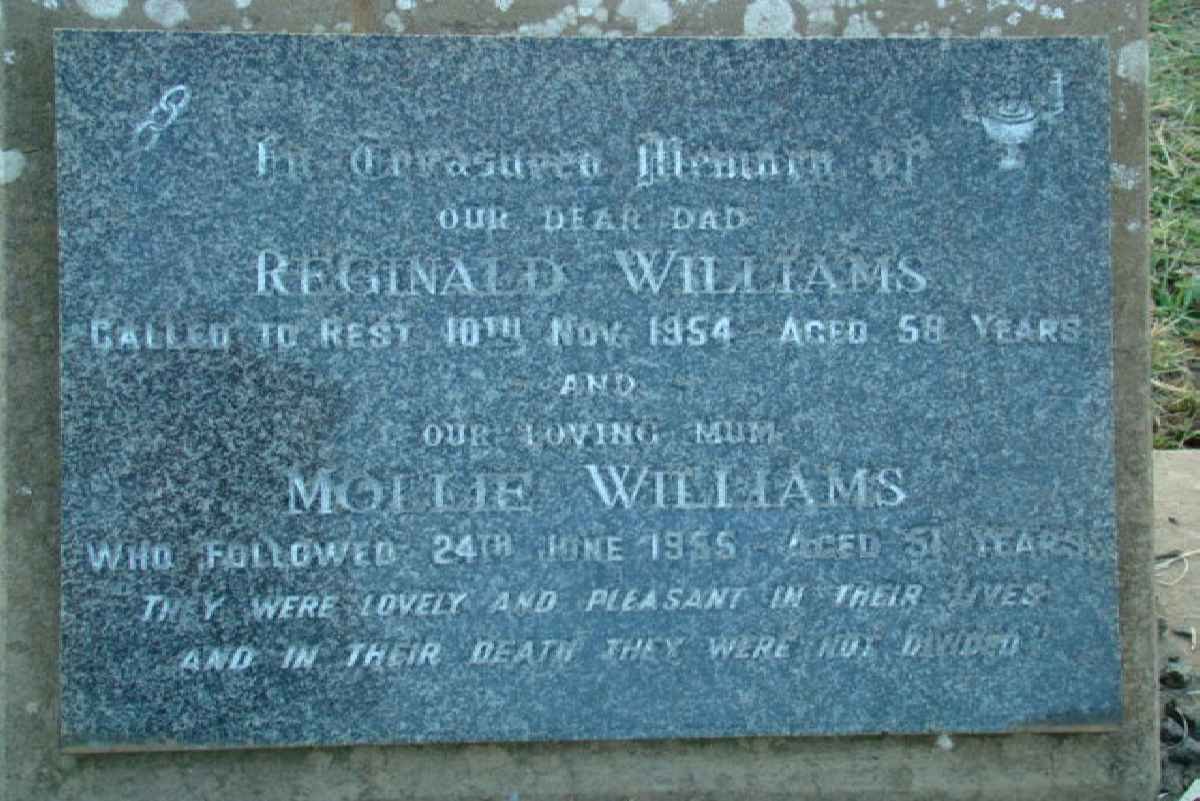 WILLIAMS Reginal -1954 &amp; Mollie -1955