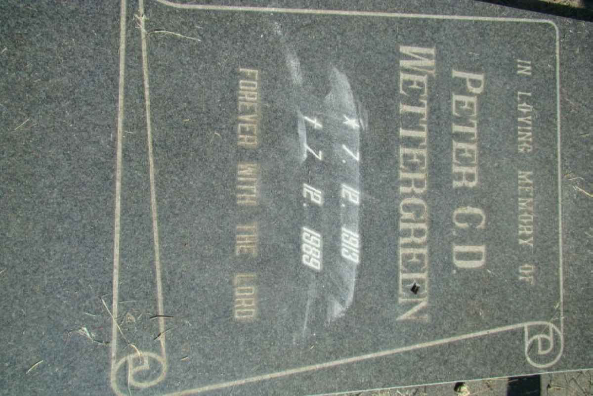 WETTERGREEN Peter G.D. 1913-1989