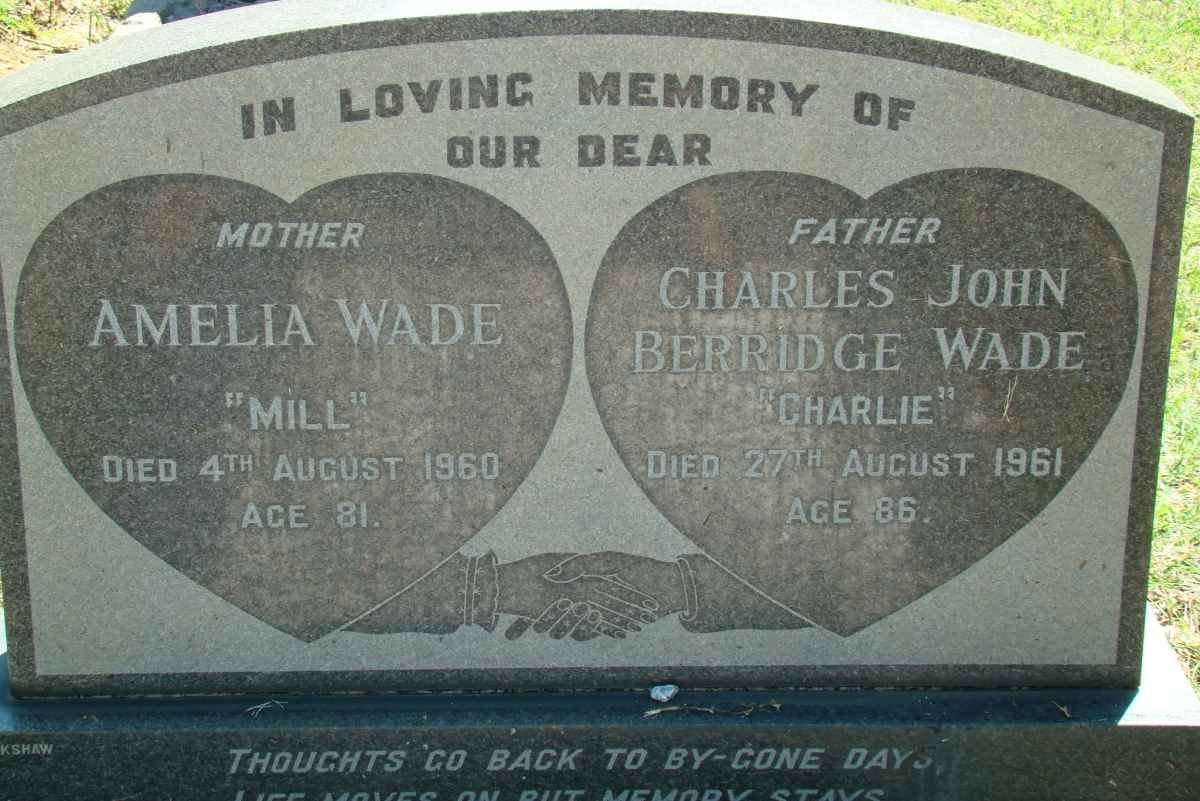 WADE Charles John Berridge -1961 &amp; Amelia -1960