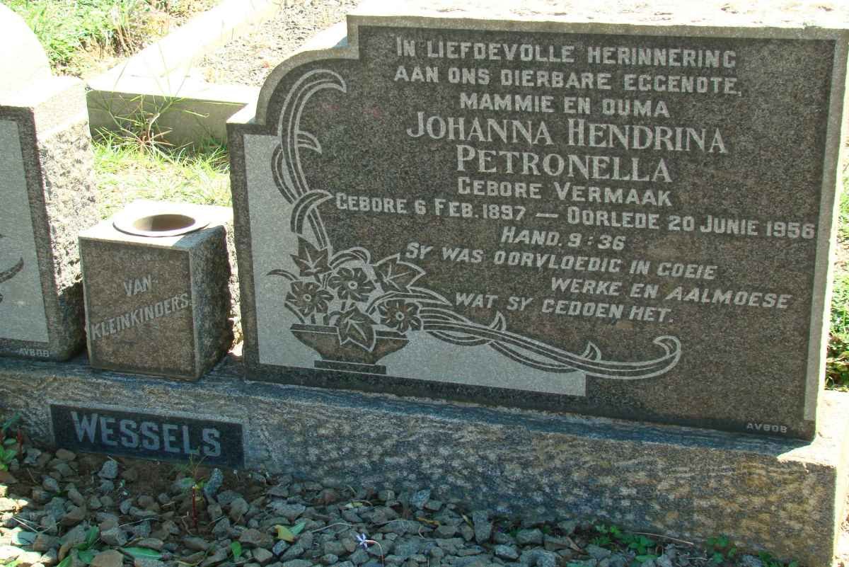 WESSELS Johanna Hendrina Petronella nee VERMAAK 1897-1956