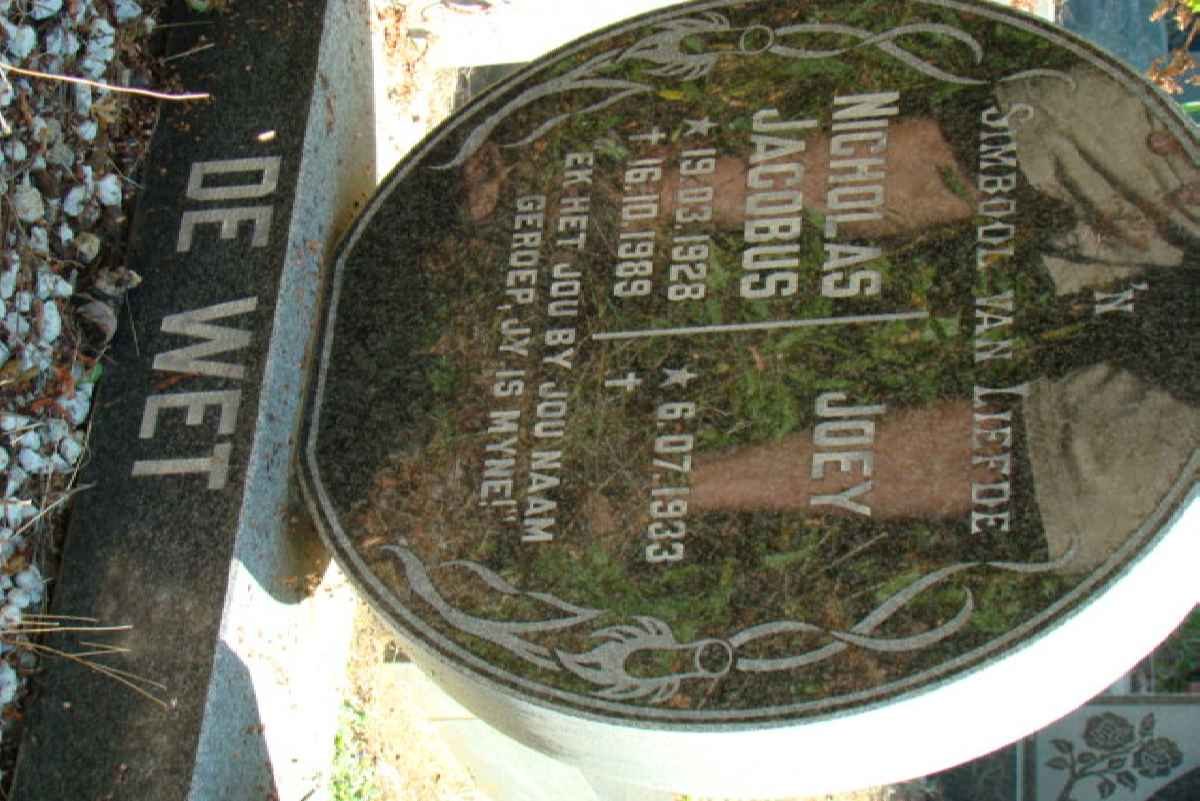 WET Nicholas Jacobus, de 1928-1989 &amp; Joey 1933-
