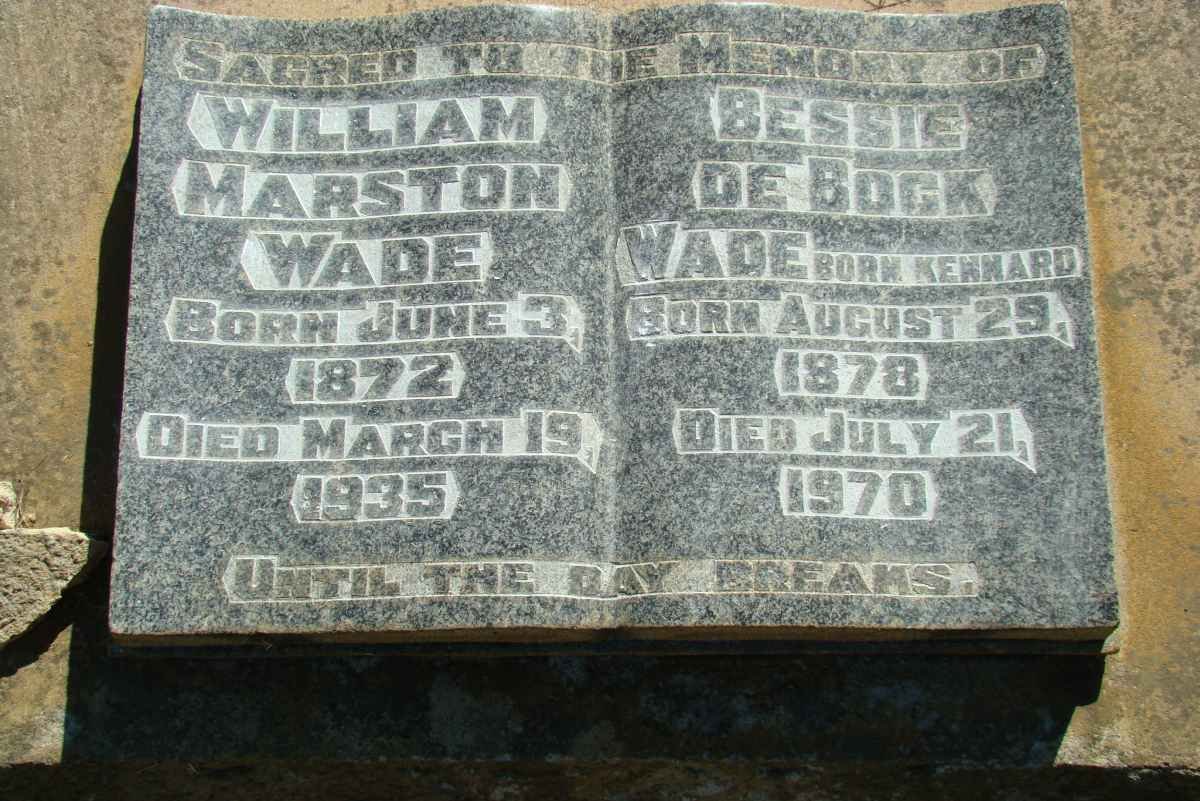 WADE William Marston 1872-1935 &amp; Bessie de Bock KENNARD 1878-1970