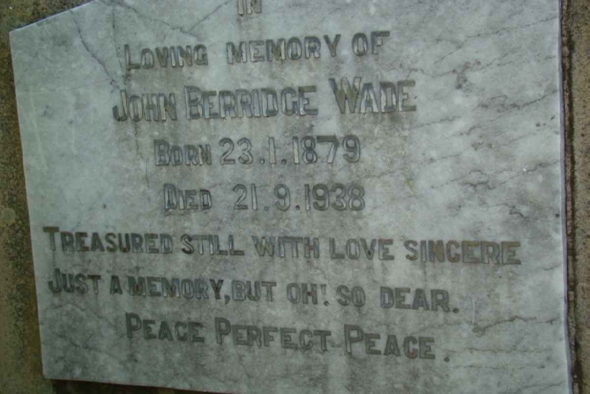WADE John Berridge 1879-1938