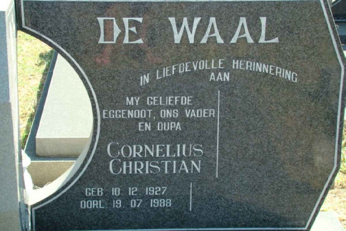 WAAL Cornelius Christian, de 1927-1988