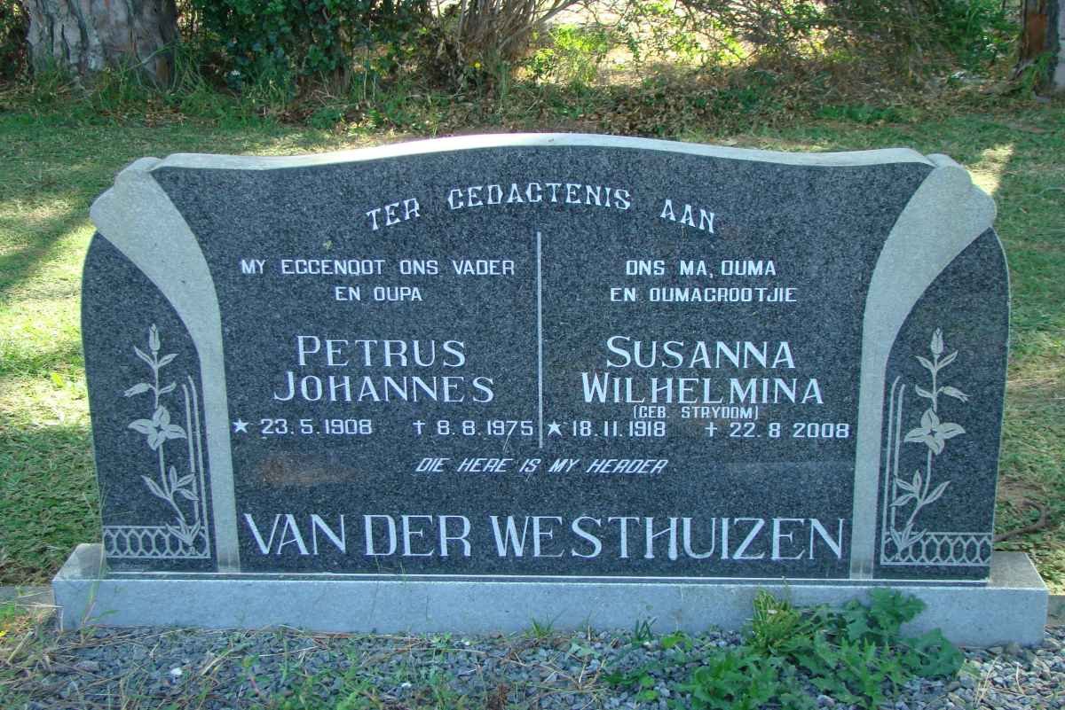 WESTHUIZEN Petrus Johannes, van der 1908-1975 &amp; Susanna Wilhelmina STRYDOM 1918-2008