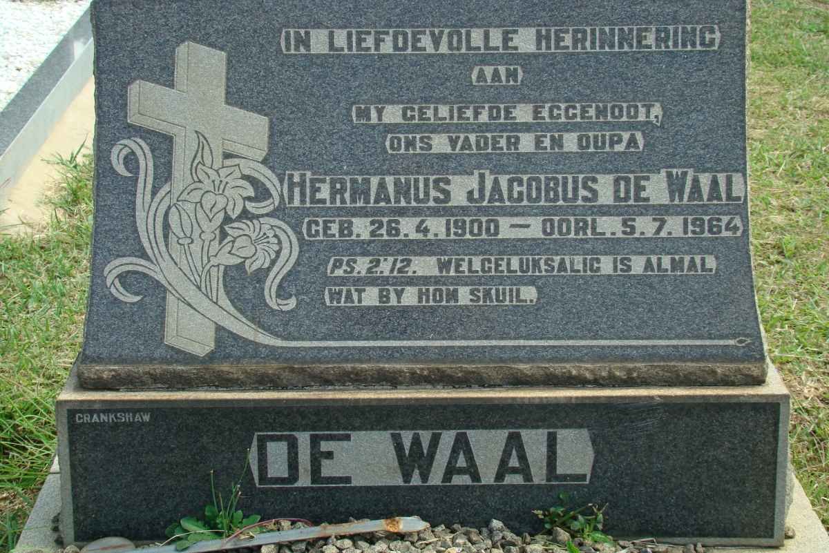 WAAL Hermanus Jacobus, de 1900-1964