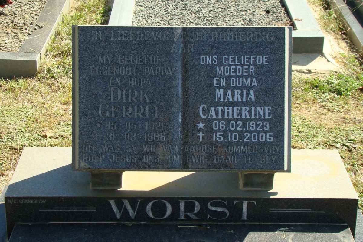 WORST Dirk Gerrit 1921-1986 &amp; Maria Catherine 1923-2005
