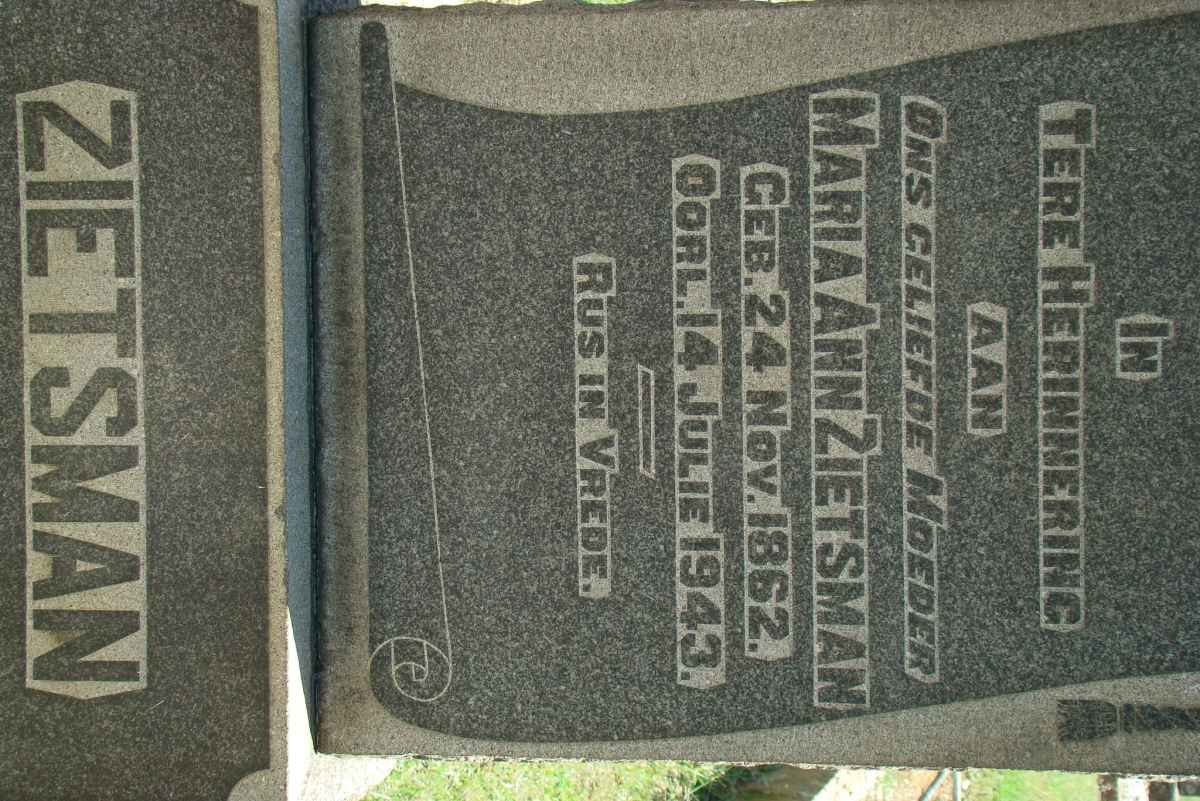 ZIETSMAN Maria Ann 1862-1943