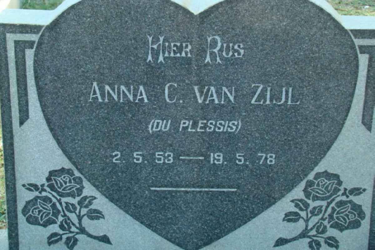 ZIJL Anna C., van nee DU PLESSIS 1953-1978