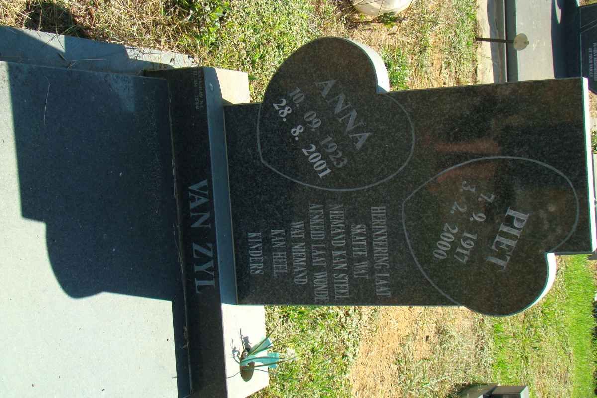 ZYL Piet, van 1917-2000 &amp; Anna 1923-2001