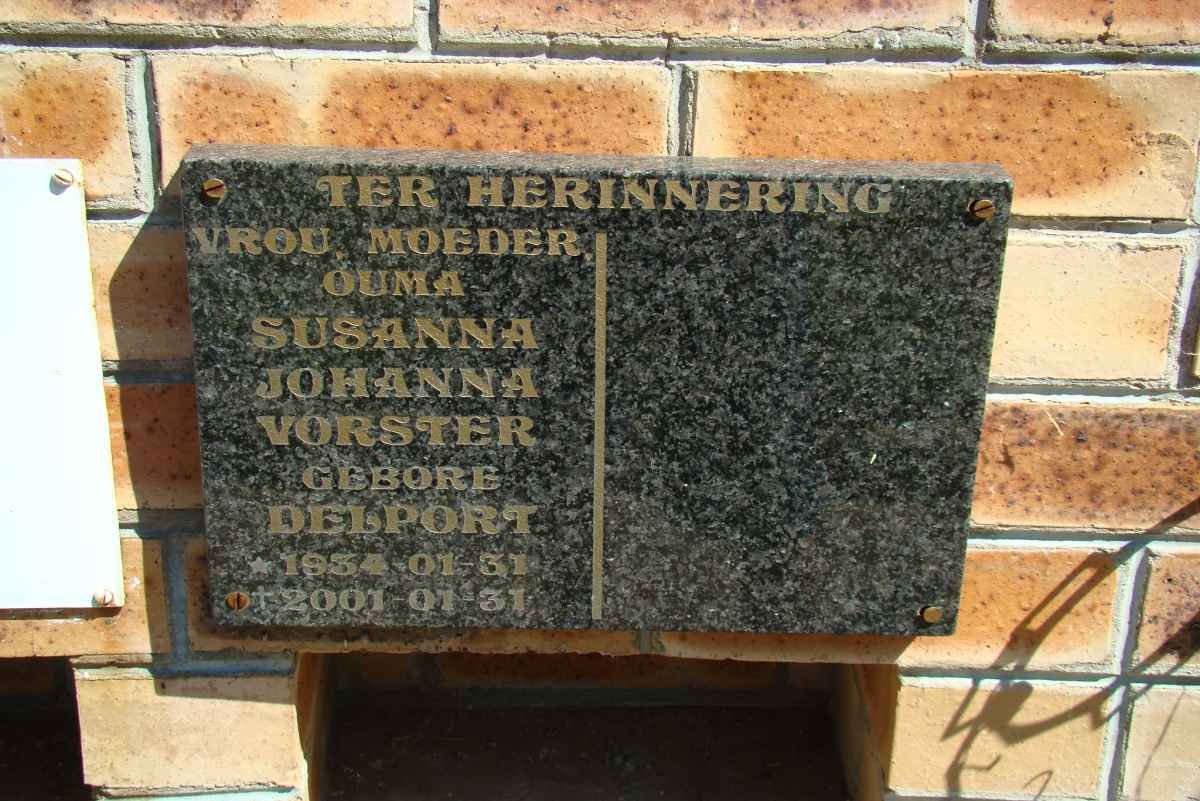 VORSTER Susanna Johanna nee DELPORT 1934-2001