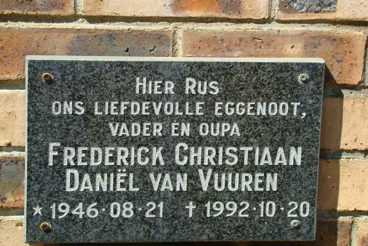 VUUREN Frederick Christiaan Daniel, van 1946-1992