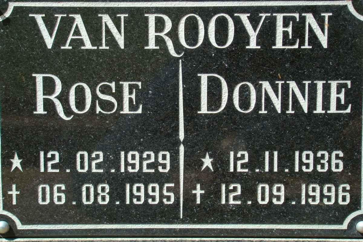 ROOYEN Donnie, van 1936-1996 &amp; Rose 1929-1995