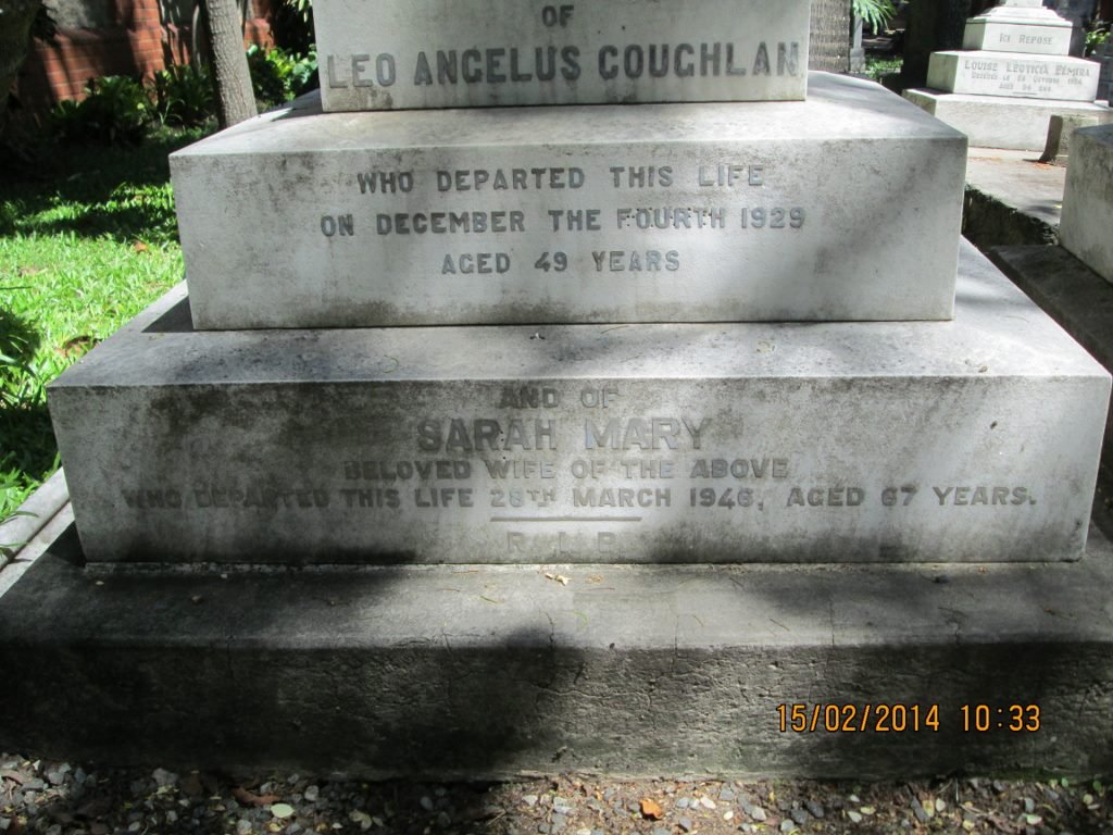 COUGHLAN Leo Angelus -1929 &amp; Sarah Mary -1946