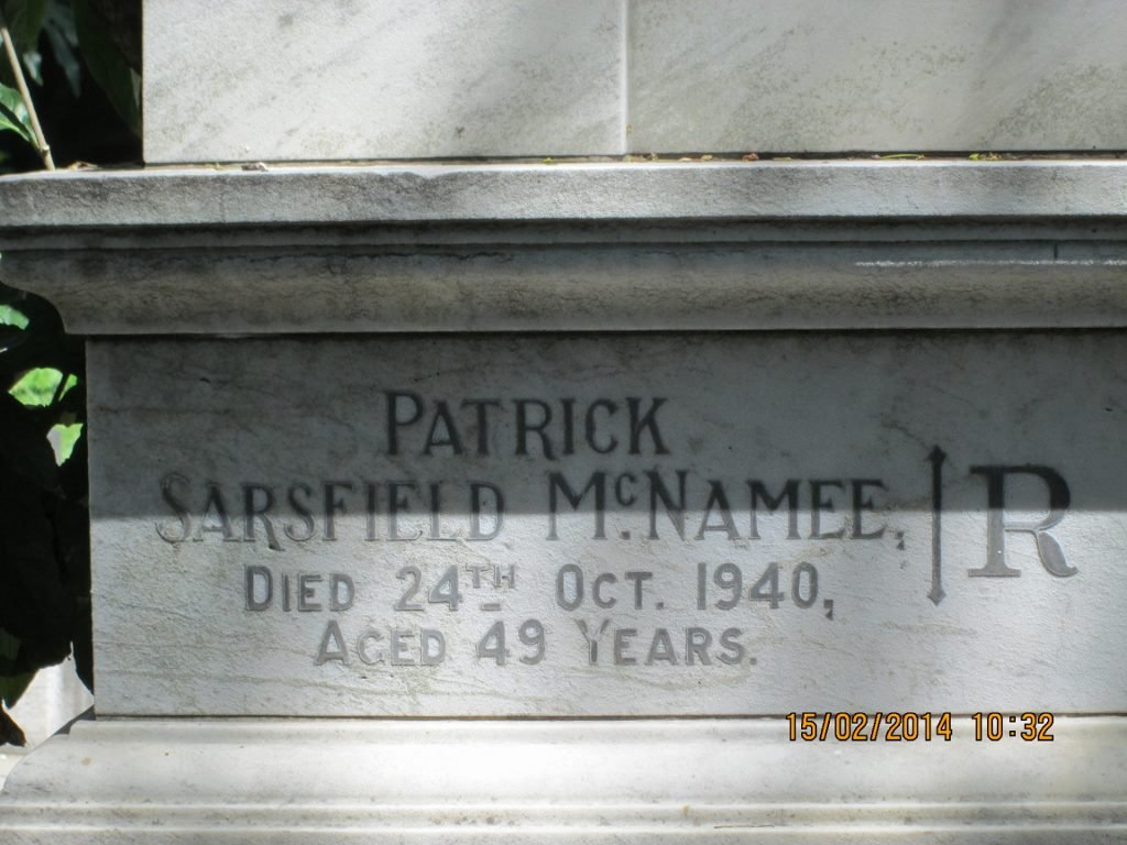 McNAMEE Patrick Sarsfield -1940