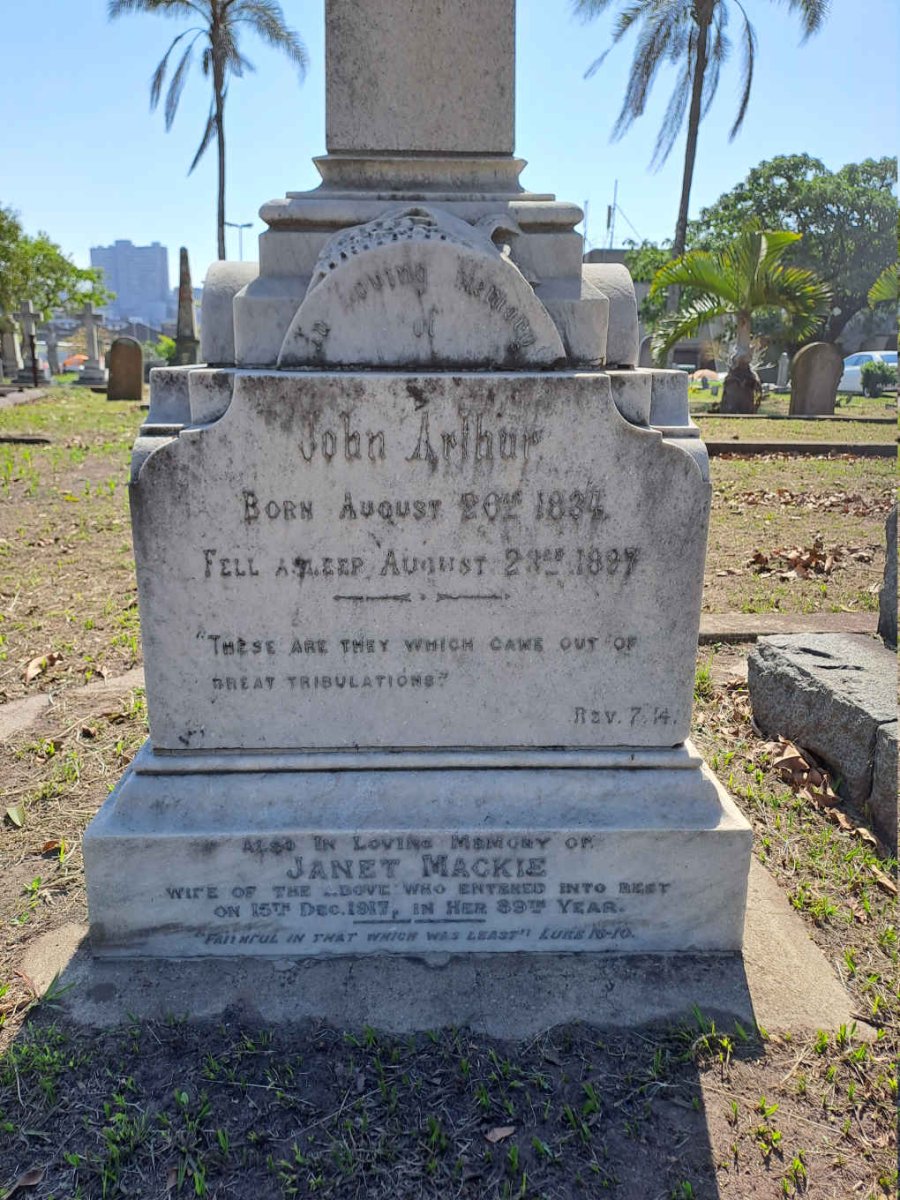 ARTHUR John 1834-1897 & Jane MACKIE -1917
