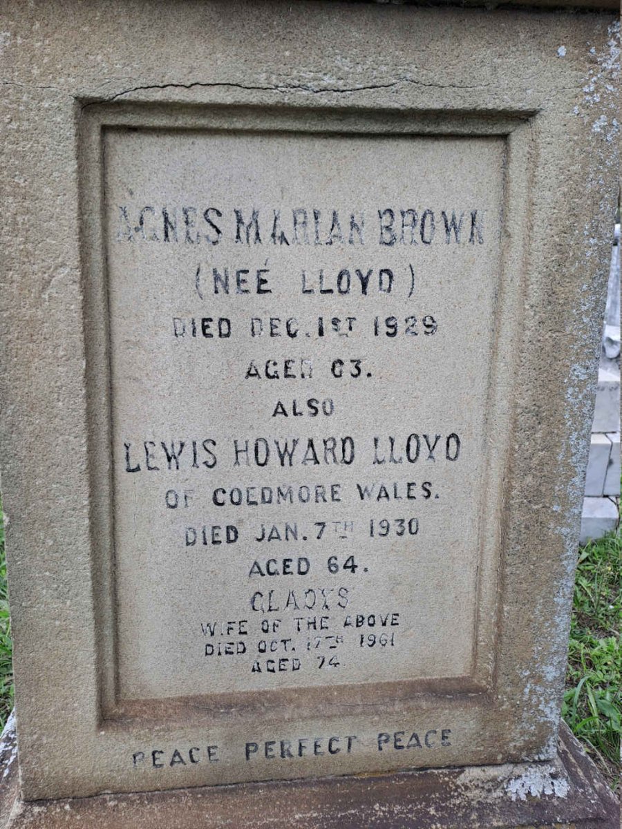 BROWN Agnes Marian Brown nee LLOYD -1929 :: LLOYD Lewis Howard -1930 & Gladys -1961