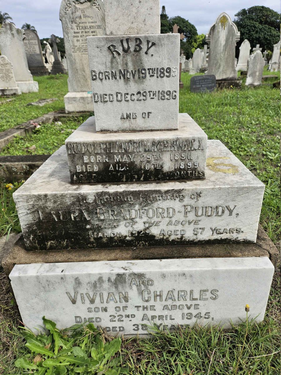BRADFORD Laura, PUDDY- 1929 :: PUDDY Vivian Charles -1945 :: LAGERWALL Ruby 1895-1896 :: LAGERWALL Rudolph Andri 1891-1899 