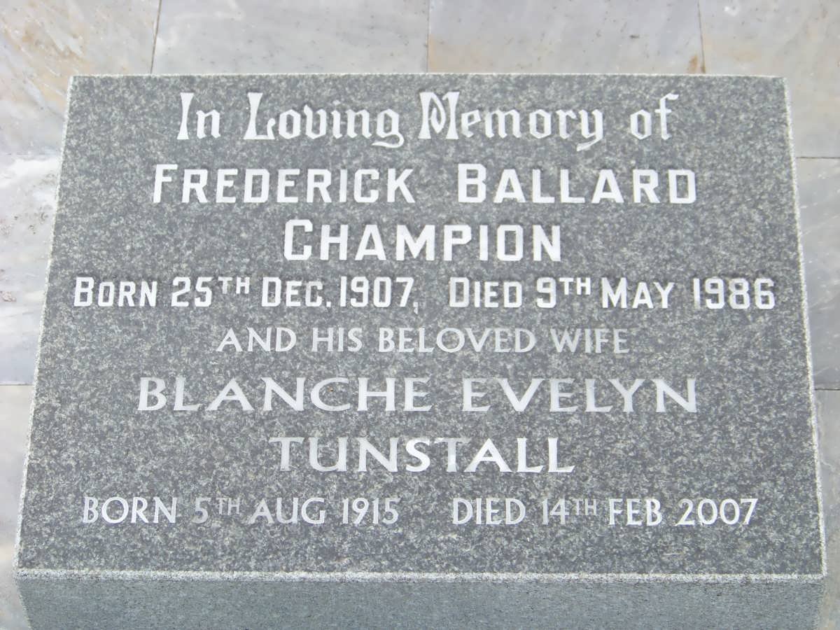 CHAMPION Frederick Ballard 1907-1986 &amp; Blanche Evelyn Tunstall 1915-2007