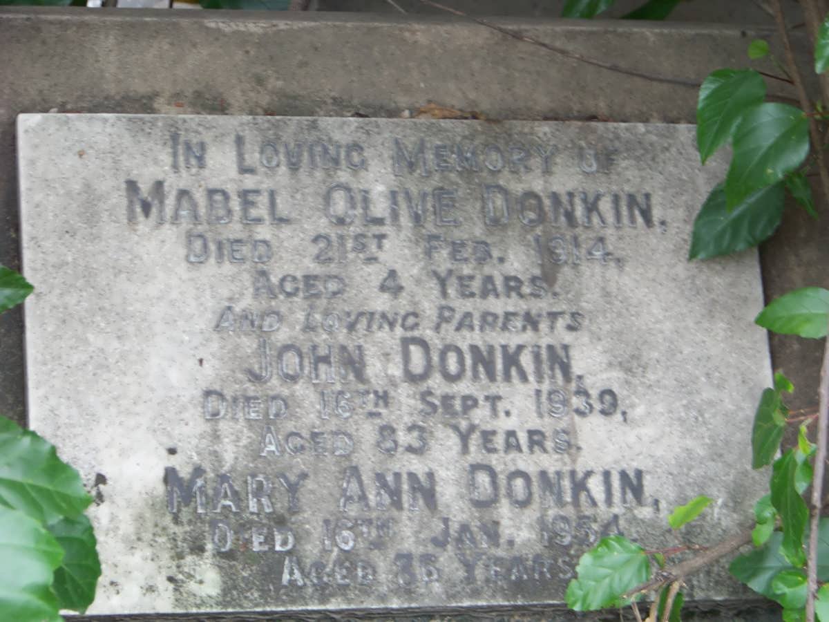 DONKIN John -1939 &amp; Mary Ann -1954 :: DONKIN Mabel Olive -1914