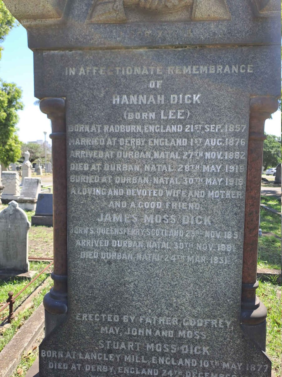 DICK James Moss 1851-1931 & Hannah LEE 1857-1919 :: DICK Stuart Moss 1872-1881 :: DICK James Godfrey 1937-1937 :: PAXTON John -1942 _4
