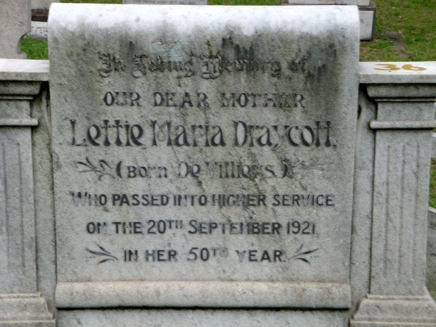 DRAYCOTT Lettie Maria nee DE VILLIERS -1921