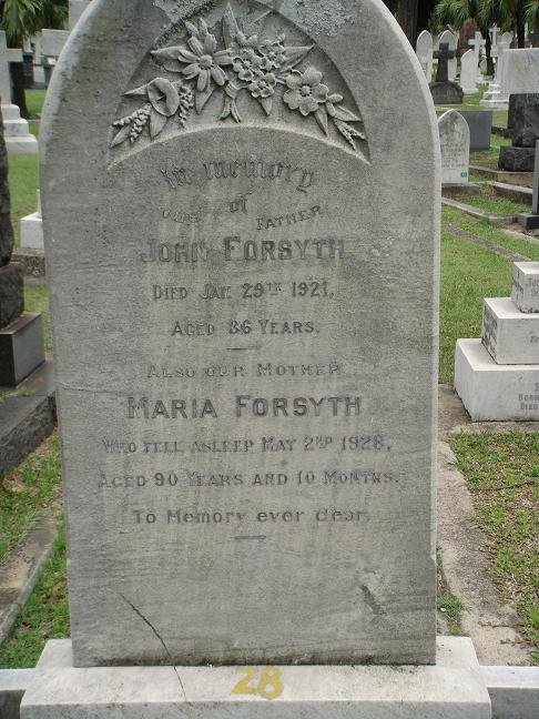FORSYTH John -1921 &amp; Maria -1928