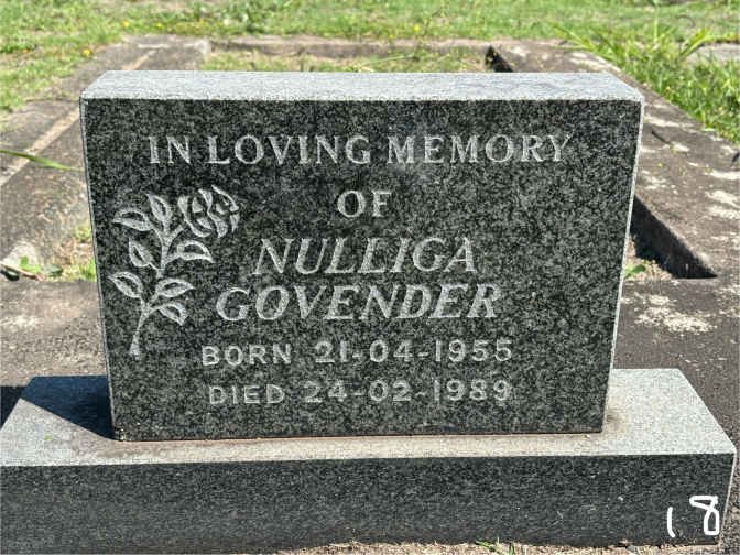 GOVENDER Nulliga 1955-1989