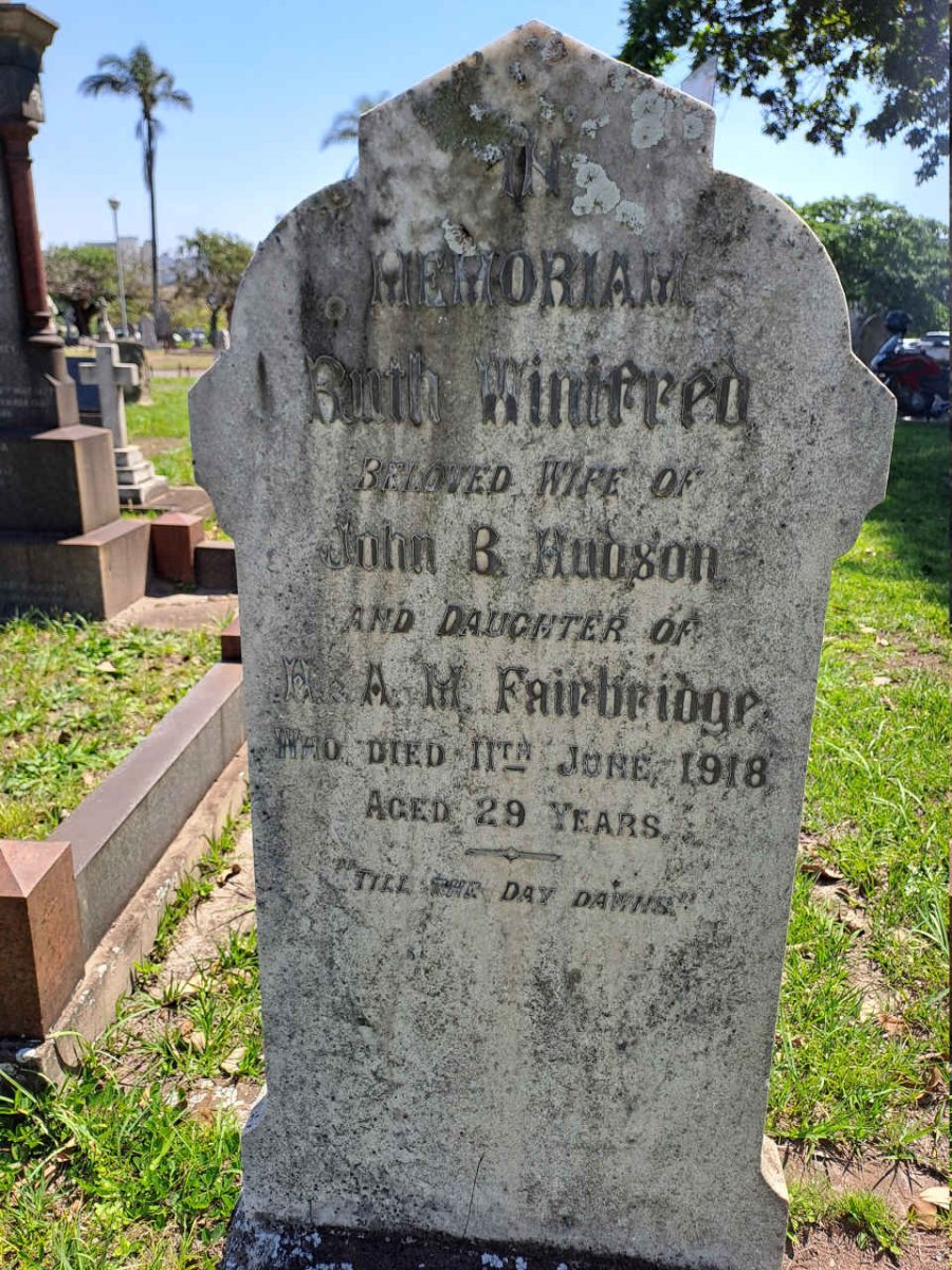 HUDSON Ruth Winifred nee FAIRBRIDGE -1918